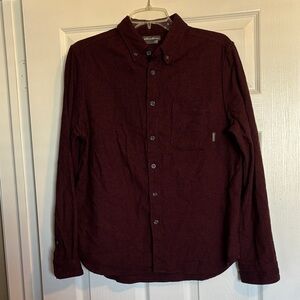 Eddie Bauer men’s dark red long sleeve button down flannel shirt size medium